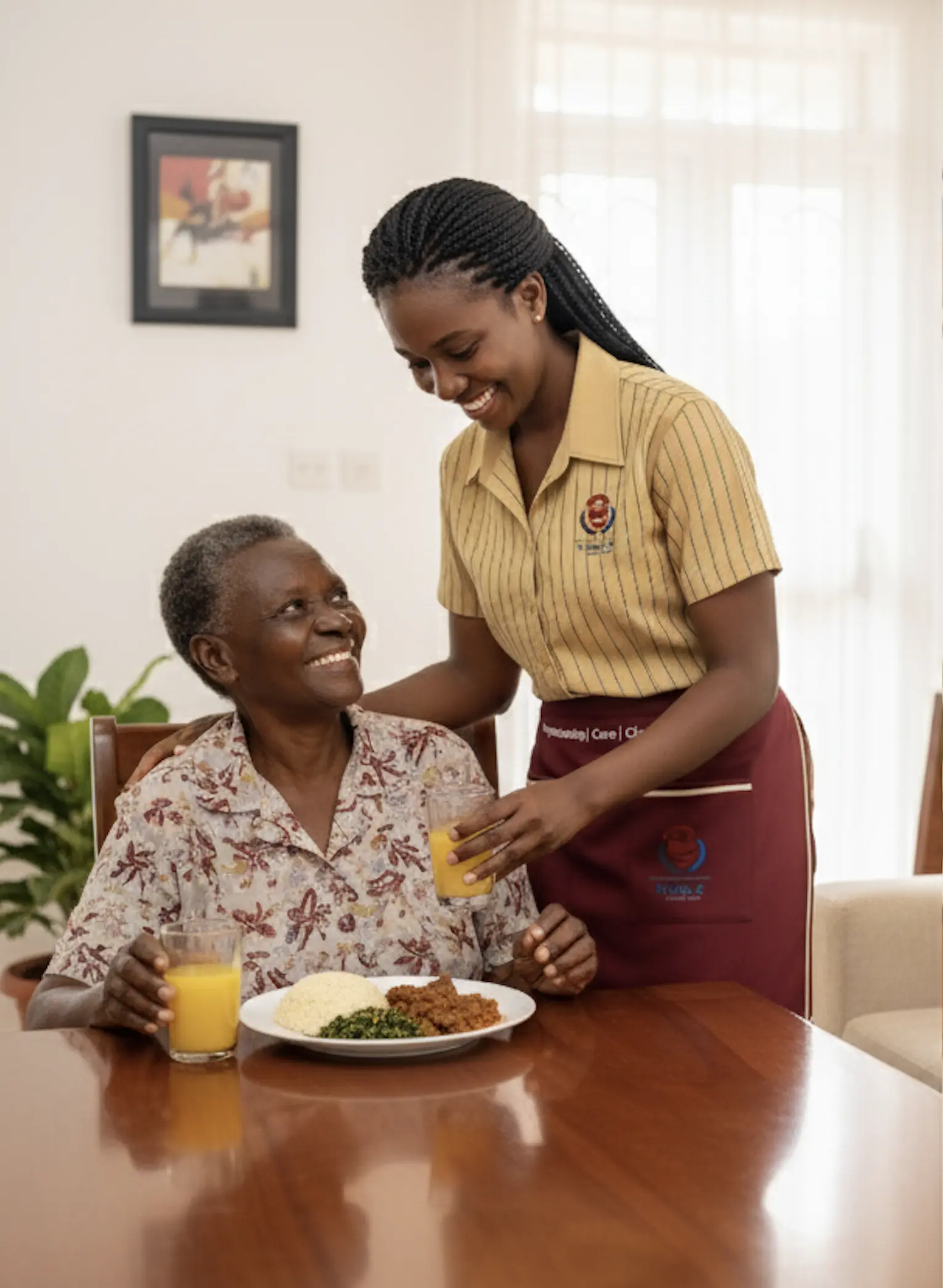 One person providing home care services